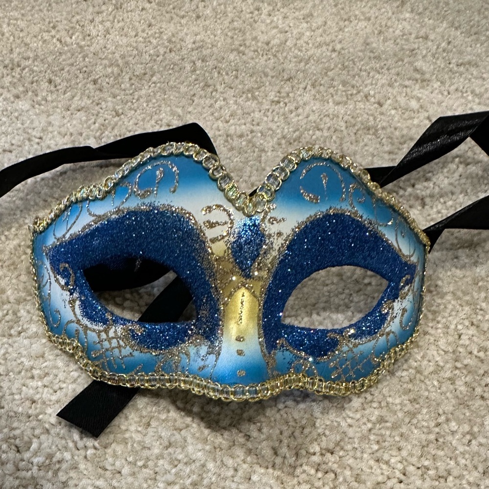 Blue and Gold Masquerade Mask